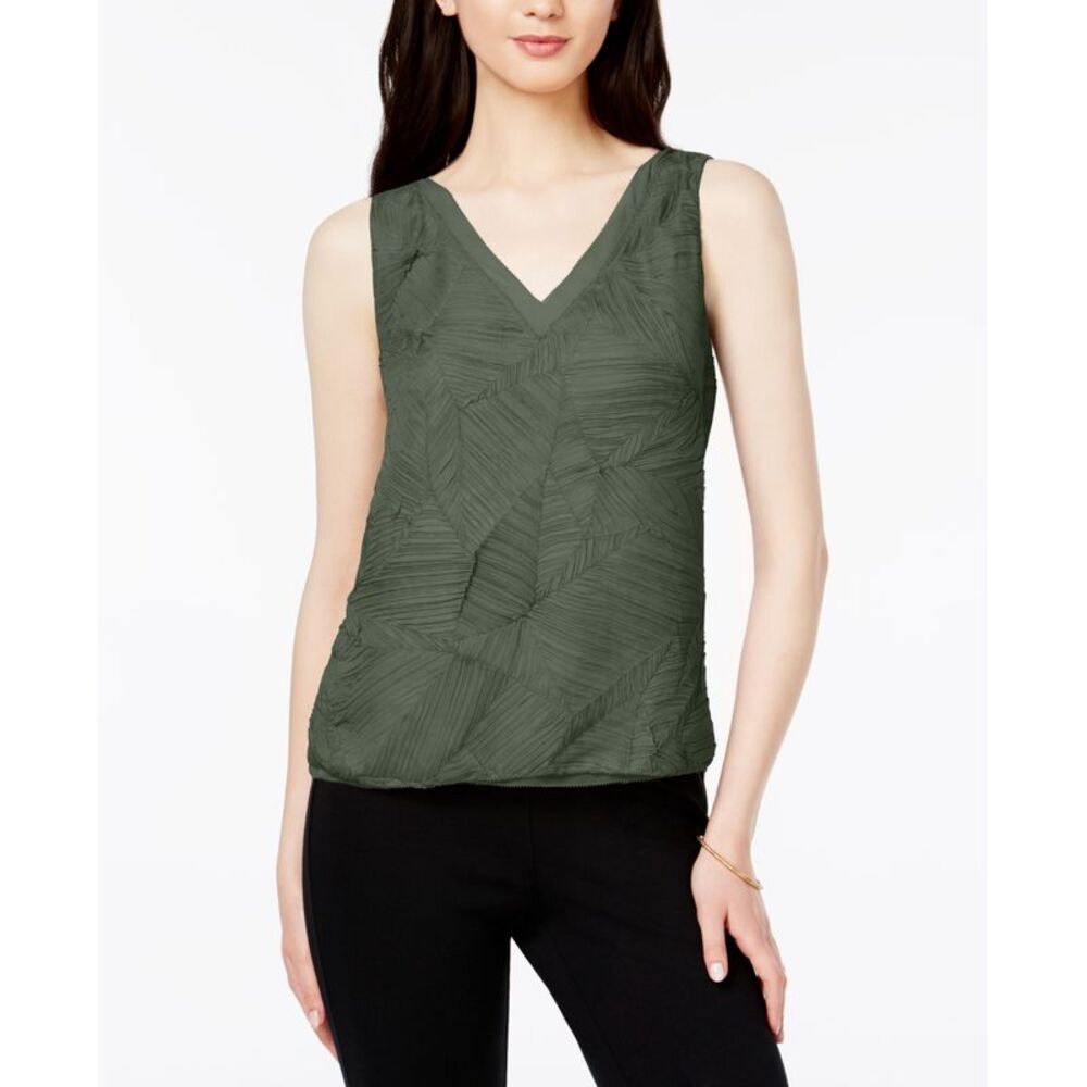 Bar III Textured V Neck Top